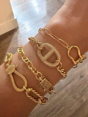 Gold filled Women’s Chunky Bracelet stack